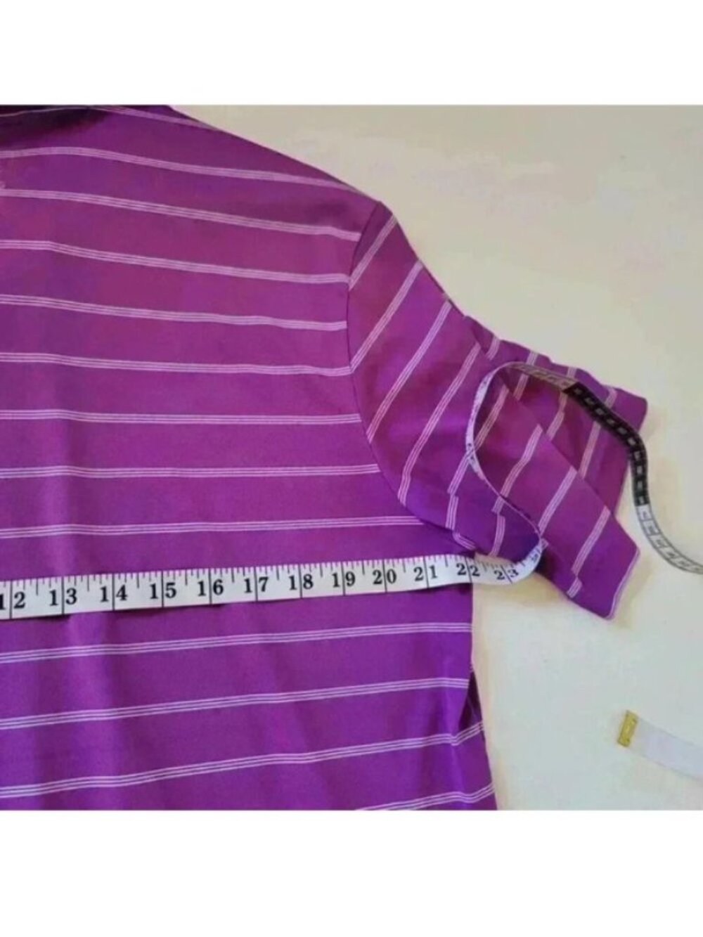 ADIDAS GOLF PURE MOTION MENS POLO SHIRT Size M Purple STRIPED - Picture 7 of 7